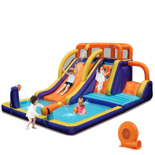 slide 2 of 10, Costway Inflatable Waterslide 4-in-1 Kids Bounce Castle with Splash - 14.5ft x 9.5ft x 6.5ft (L x W x H) 14.5ft x 9.5ft x 6.5ft (L x W x H)