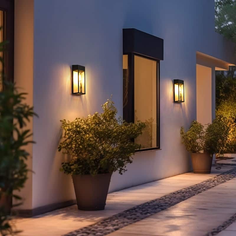 2 Pack Black Outdoor Solar Wall Lights with LED Bulb - 2 pack