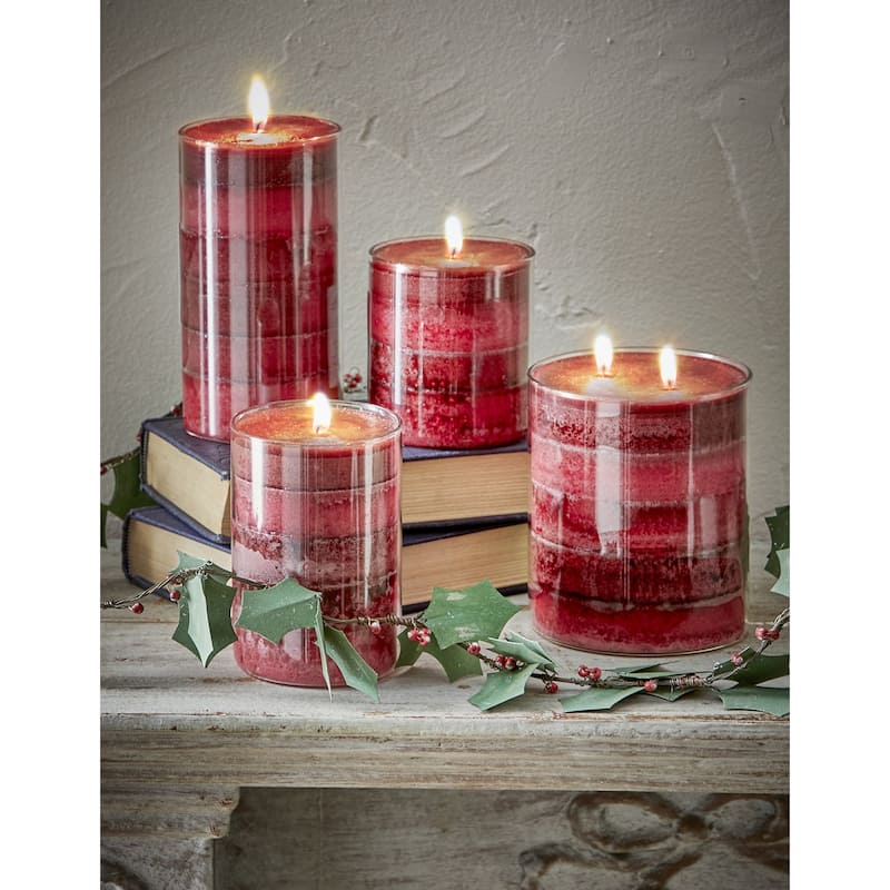 Tis The Season Themed Scented Paraffin Wax Pillar Candle Medium, Red, 3x4.7 inch, Burn Time 85 Hours