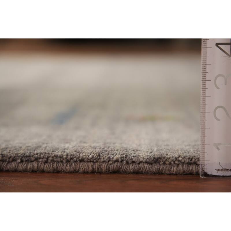 Tribal Gray Gabbeh Square Area Rug Handmade Wool Carpet - 6'6"x 6'7"