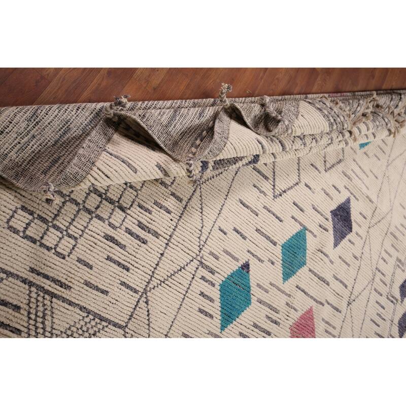 All-Over Geometric Moroccan Oriental Area Rug Handmade Wool Carpet - 8'9"x 13'1"