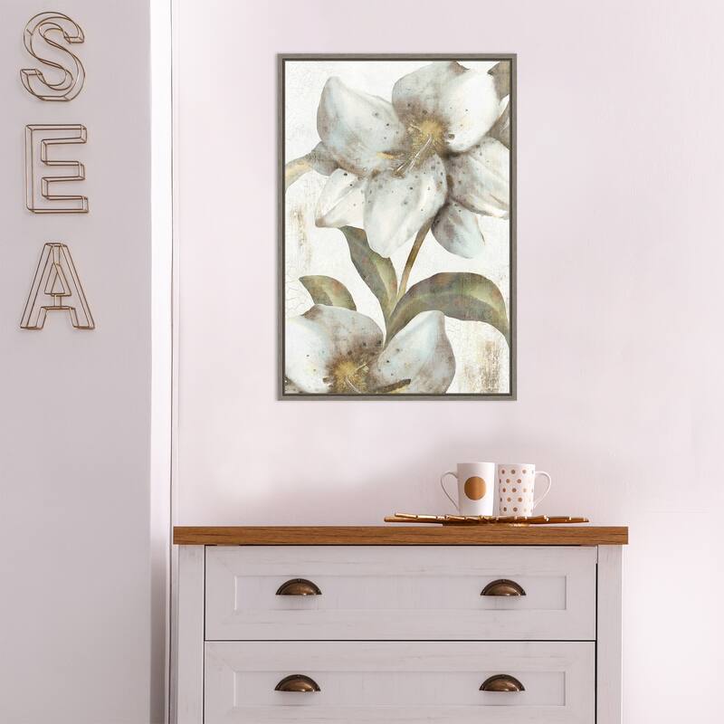 Italian Love (White Lilies) by Eva Watts Framed Canvas Art