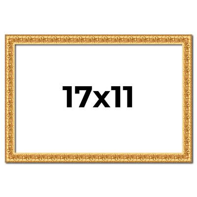 17x11 Frame Gold Real Wood Picture Frame Width 1 inches | Interior