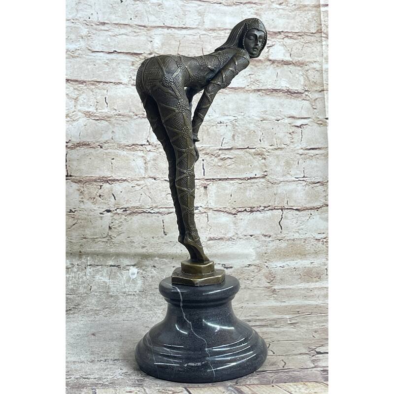 Signed~Chiparus~Alluring Woman In Seductive Pose Bronze Sculpture Statue Figure