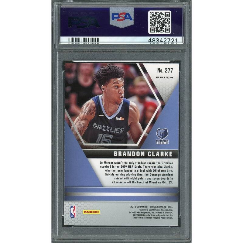 Brandon Clarke Memphis Grizzles 2019 Panini Mosaic Reative Blue Prizm Basketball Rookie Card RC #277 Graded PSA 9 MINT