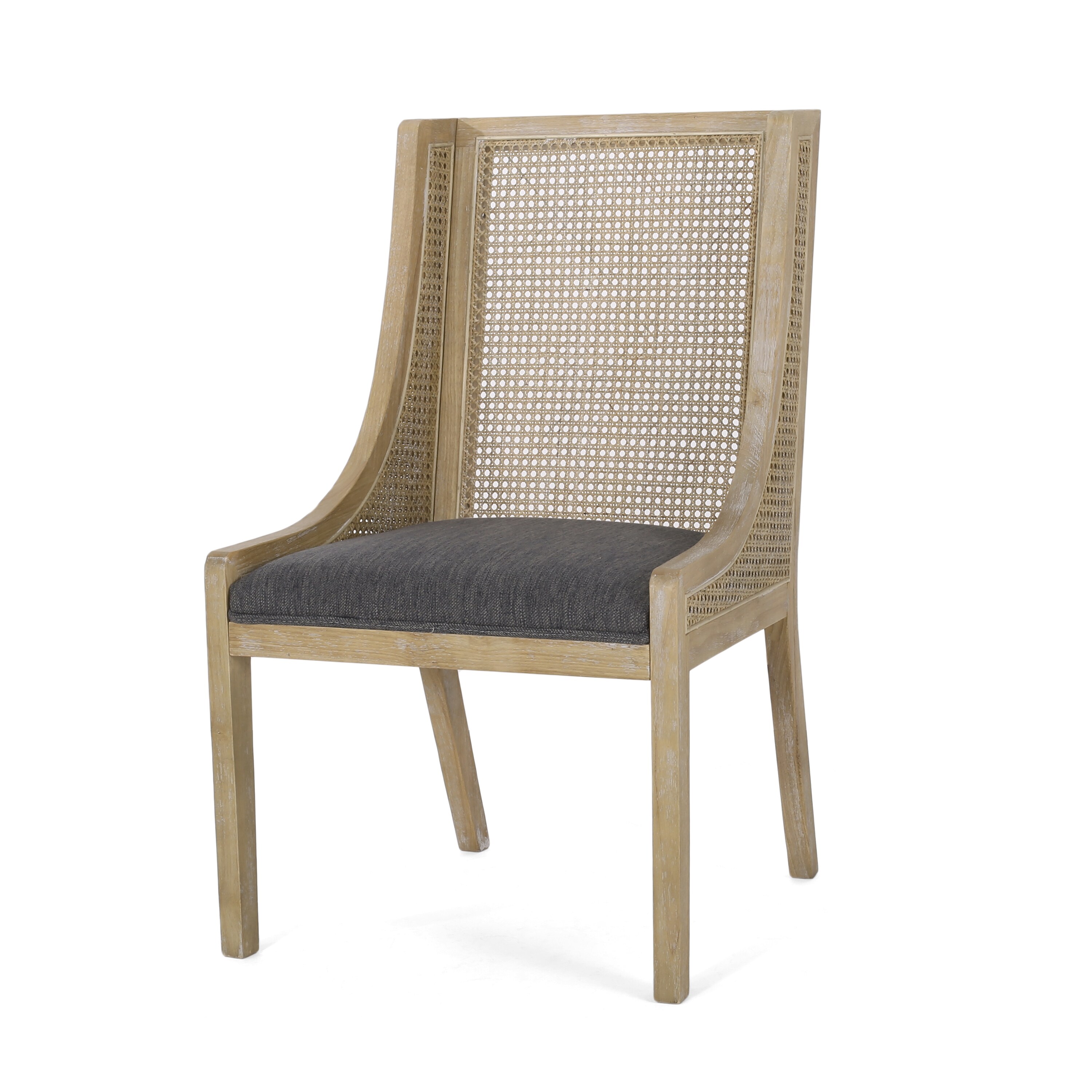 Maurers Cane and Wood Upholstered Dining Chairs Set of 2 by Christopher Knight Home