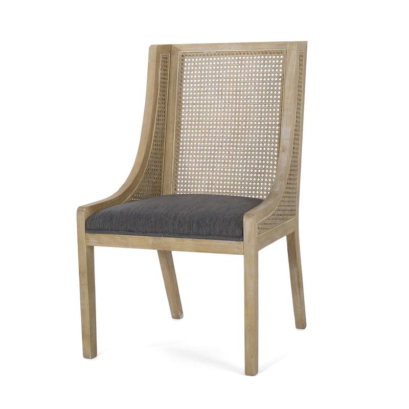 Sorenza 7pc Dining Set with Cane Rattan Dining Chairs and Rubberwood Table by Christopher Knight Home