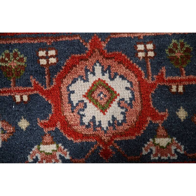 Geometric Heriz Serapi Oriental Area Rug Hand-Knotted Wool Carpet - 8'11"x 11'10"