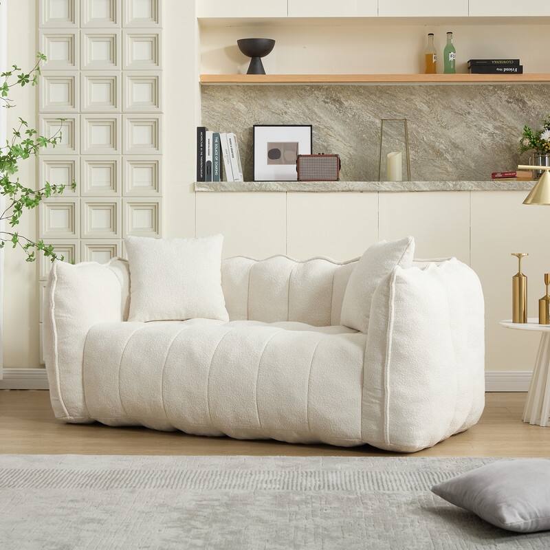 66-Inch Chenille Upholstered Loveseat with Pillows