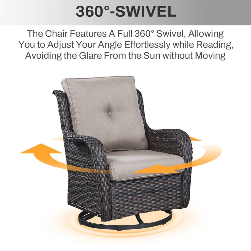 Gymojoy 6-Piece Outdoor Sofa & Chair Set with 4 Swivel Chairs, Fire Pit Table