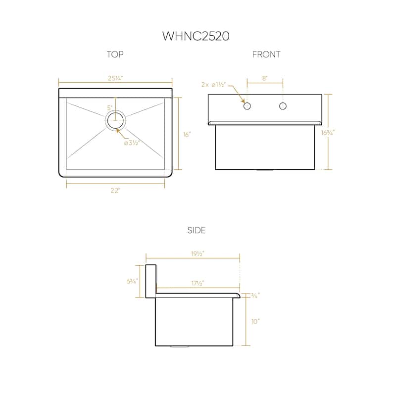 25" Brushed Stainless Steel Commercial Drop-in or Wall Mount Utility Sink