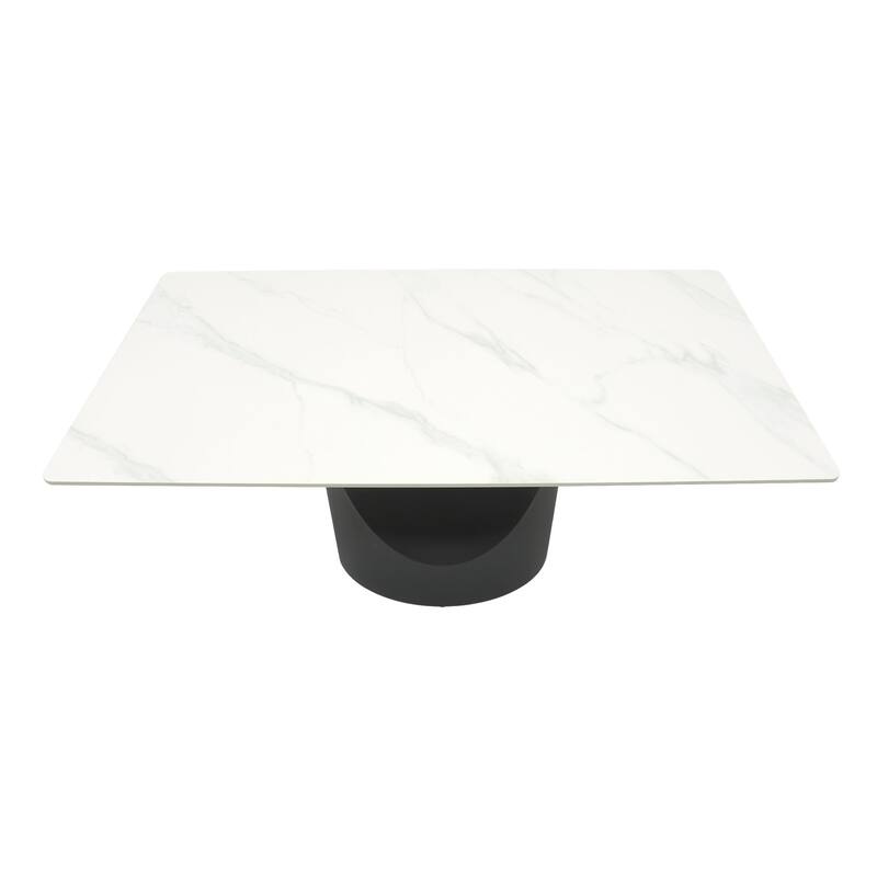 55 inch Dining Table for 4, Modern Sintered Stone Dining Room Table, Rectanglur Kitchen Table with Solid Carbon Steel Base