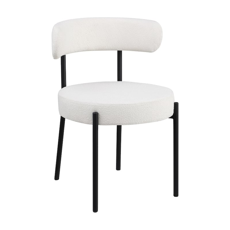 Modern Round Upholstered Boucle Dining Chairs (Set of 2)