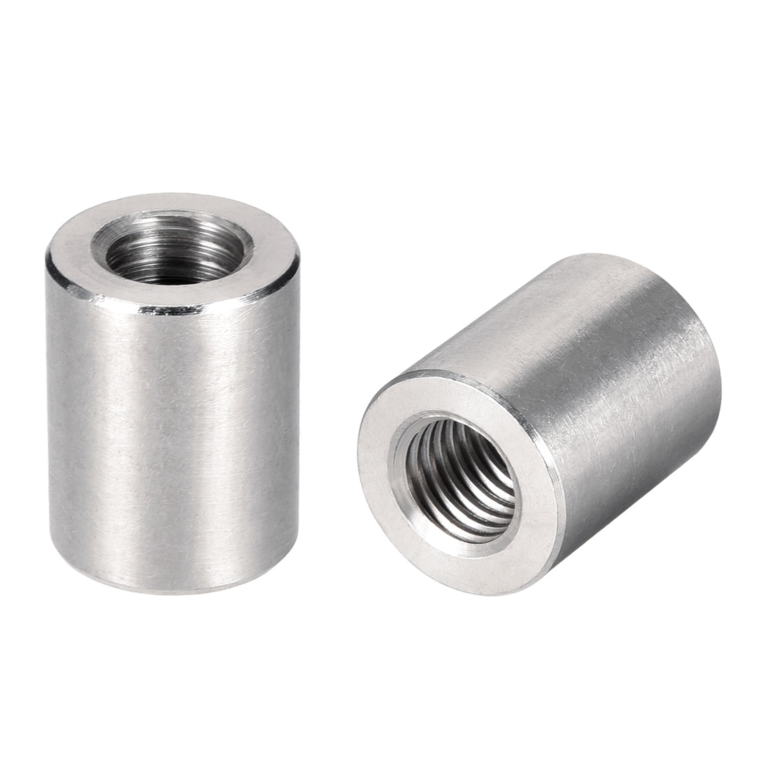 Round Connector Nuts M12x25mm Hgt Sleeve Rod Nut Stainless steel 10Pcs - Silver Tone - M12x25mm(10 pcs)