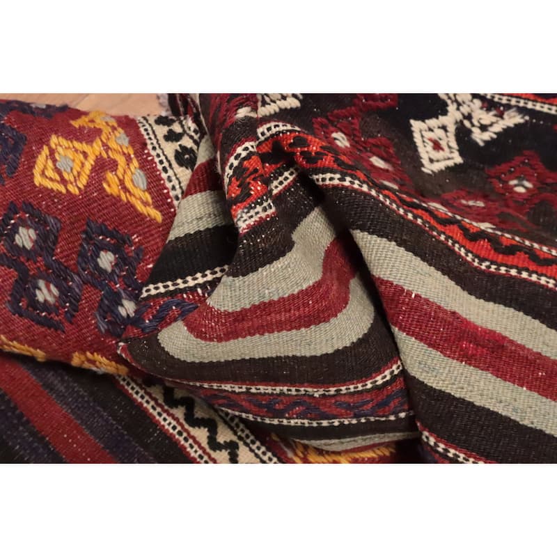 Hand Woven Oriental 100% Wool Carpet Southwestern Tribal Multi-Colored Kilim Area Rug - 8' 6'' X 4' 11''