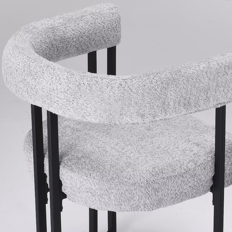 Upholstered Dining Arm Chairs with Metal Frame, Cushioned Seat & Back (Set of 2)