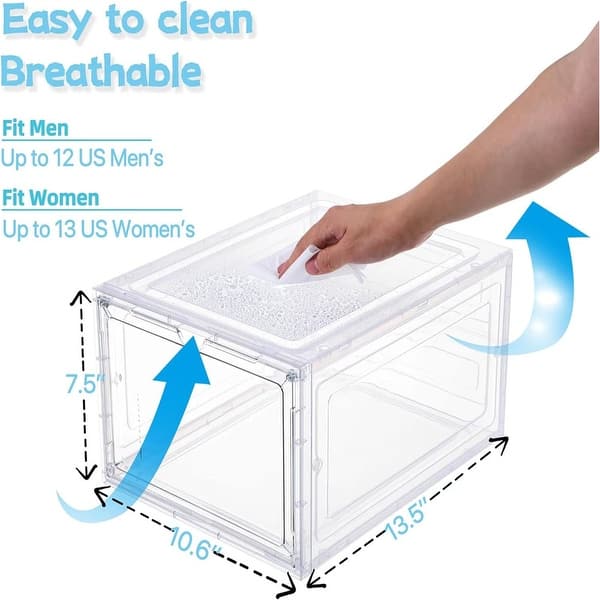 6 Pack Large Drop Front Shoe Boxes with Magnetic Door - Bed Bath ...