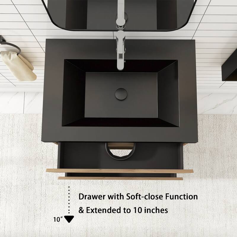 Floating Bathroom Vanity with Quartz Sand Top