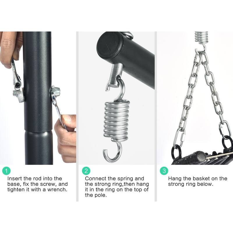 Wicker Hanging Egg Chair with Stand for Home Balcony - 77