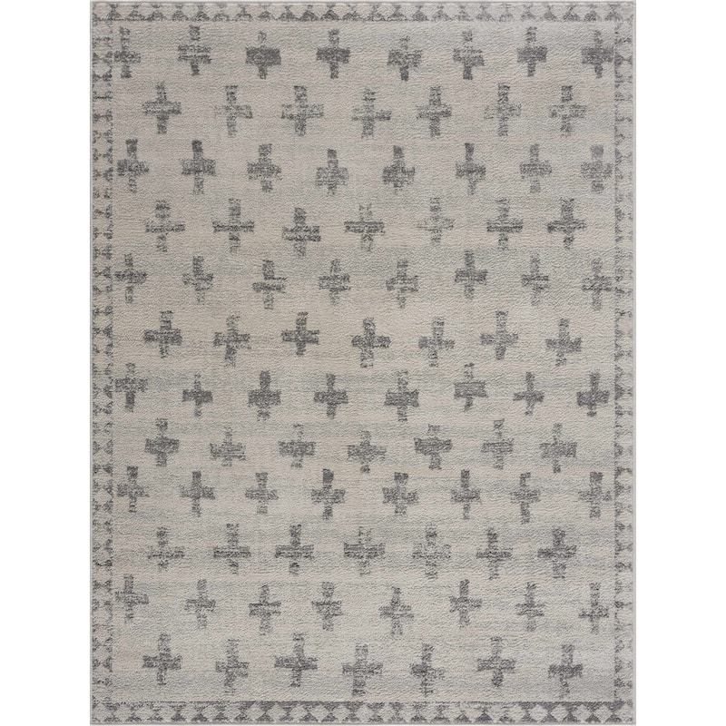 Hauteloom Tigris Modern Traditional Abstract Farmhouse Neutral Grey / Beige Area Rug