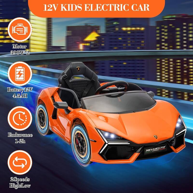 12V Kids Ride on Car Toy, Licensed Lamborghini Revuelto for Kids Best Gift