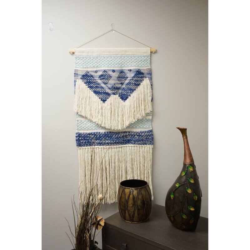 Home&Manor Wool and Cotton Large Macrame Wall Hanging with Rod Included - Exact Size