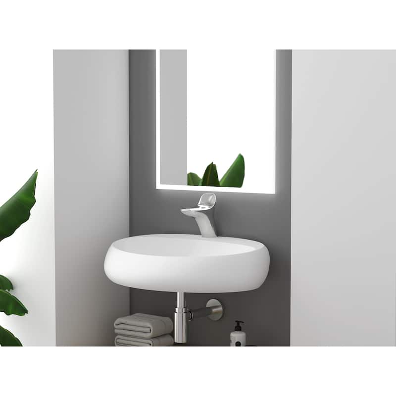 Rosaria 24" Matte White Porcelain Wall Mounted Bathroom Sink - With Faucet Hole