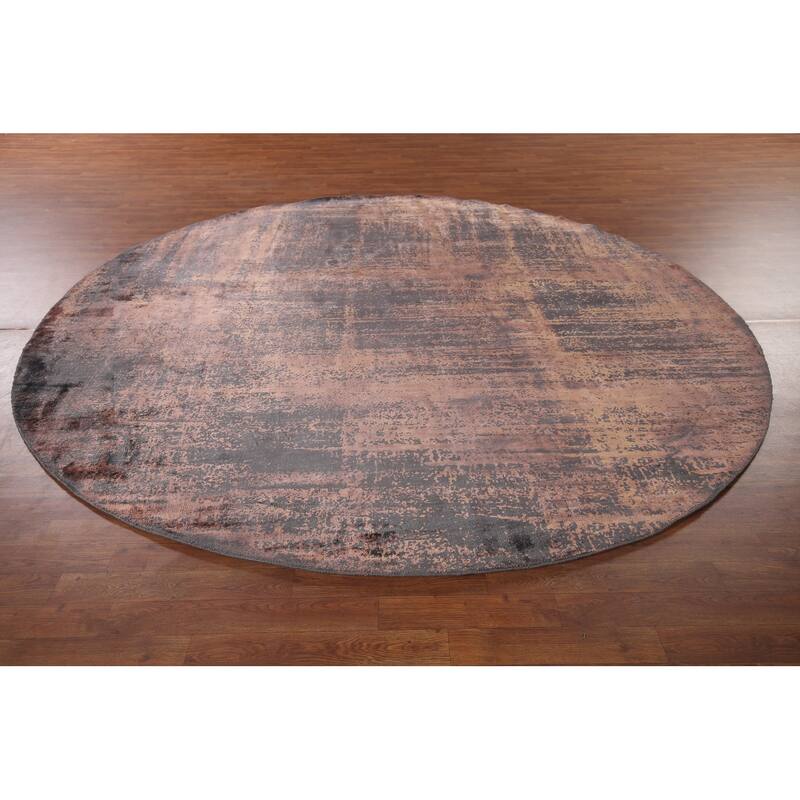 Abstract Indian Round Rug Hand-Knotted Wool Carpet - 9'2"x 9'2"