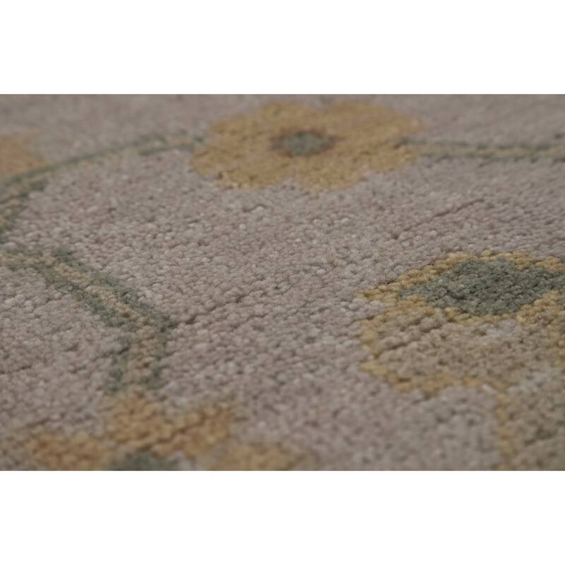 All-Over Floral Oushak Oriental Area Rug Hand-Knotted Wool Carpet - 9'1"x 12'1"