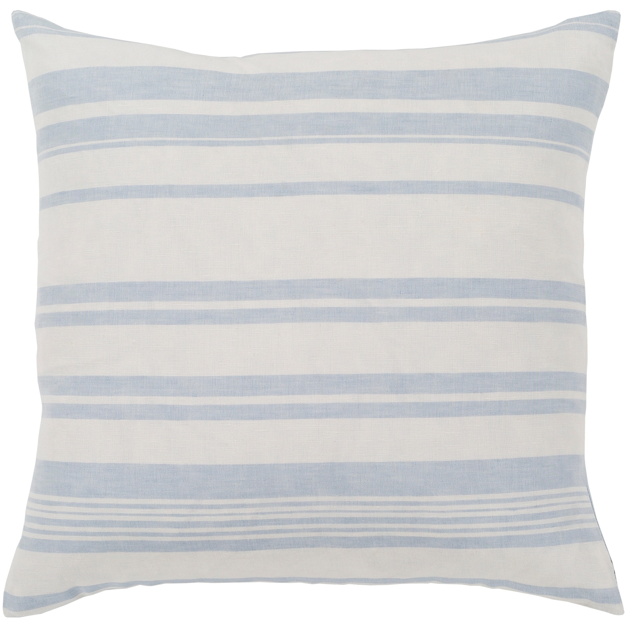 Livabliss Lawson Blue & White Striped Feather Down Throw Pillow (18" x 18")