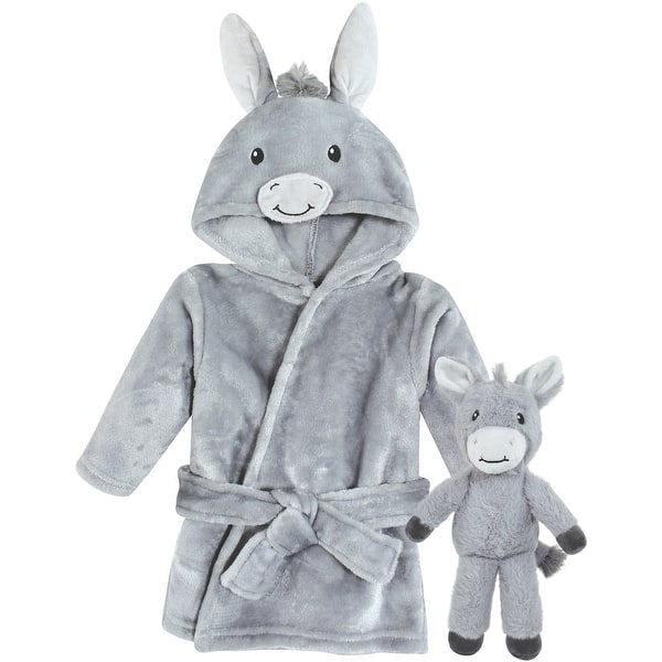 slide 1 of 1, Hudson Baby Plush Bathrobe and Toy Set, Donkey, One Size - Donkey - One Size One Size - Donkey