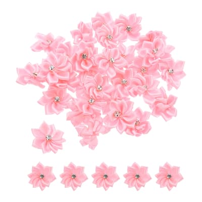 100Pcs Small Ribbon Flowers Satin Ribbon Flowers Mini Fabric Flower - 3cm
