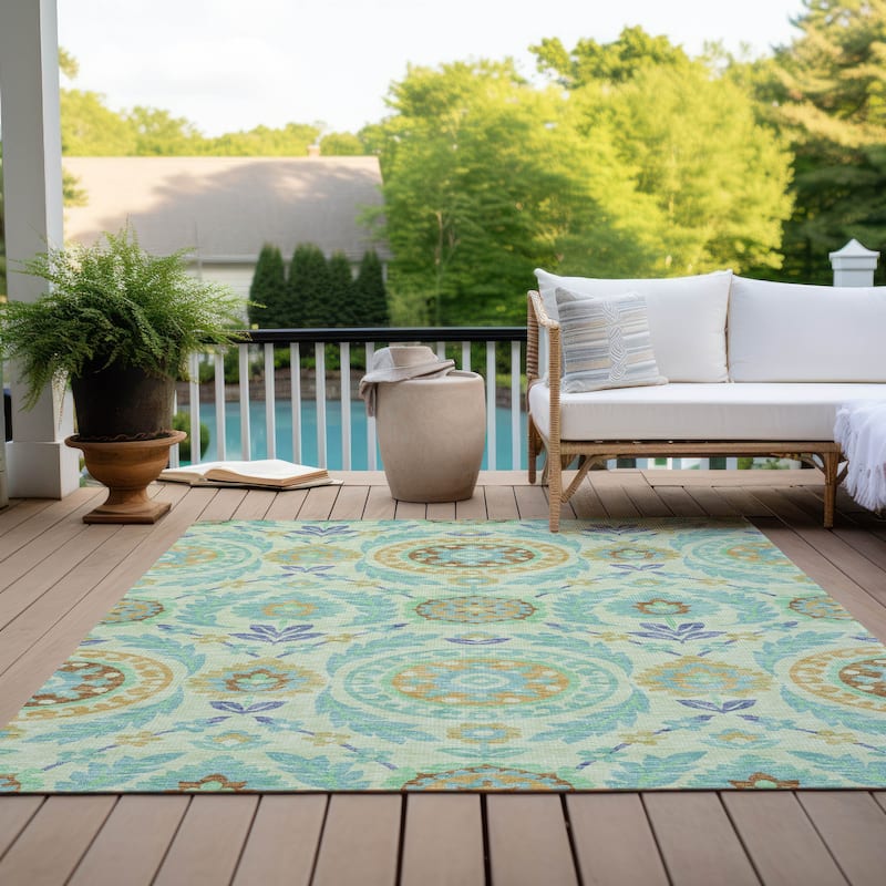 Machine Washable Indoor/ Outdoor Chantille Boho Suzani Rug