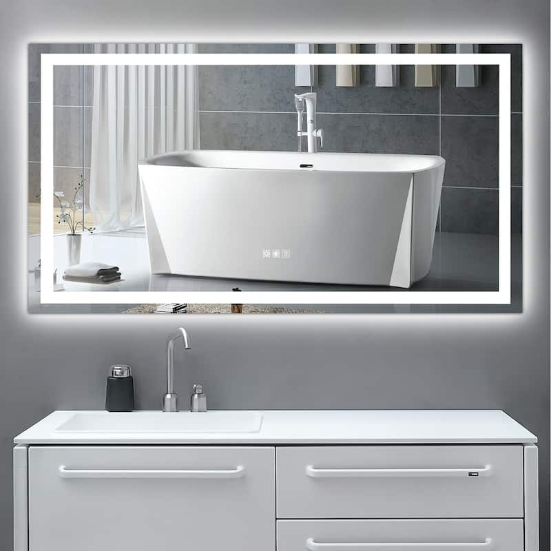 60" x 32" Rectangular Frameless Dimmable Wall Mounted LED Bathroom Vanity Mirror - 60''32''