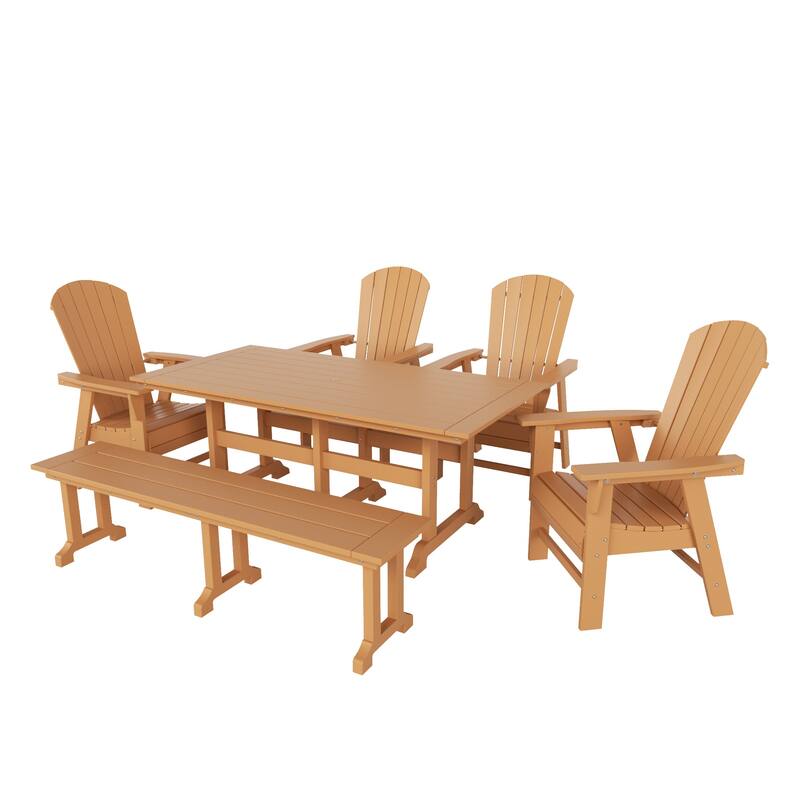 Altura 6-Piece Rectangular Poly Eco-Friendly All Weather Outdoor Dining Set with Bench