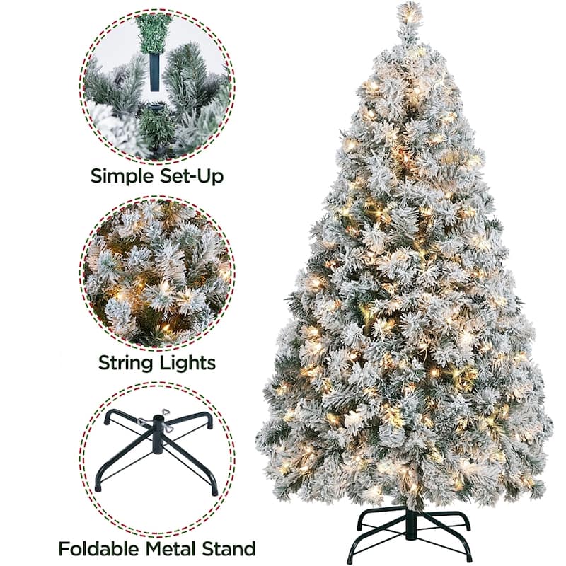 Yaheetech 4.5Ft Pre-Lit Artificial Hinged Holiday Christmas Pine Tree