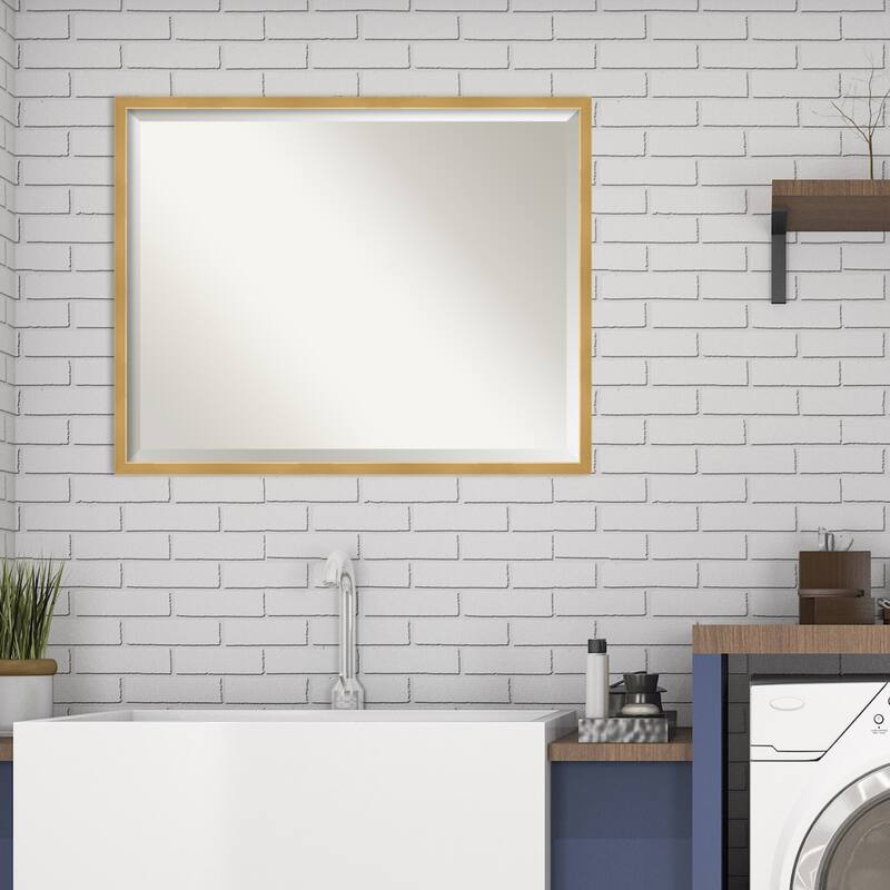 Beveled Wood Wall Mirror - Svelte Polished Gold Frame