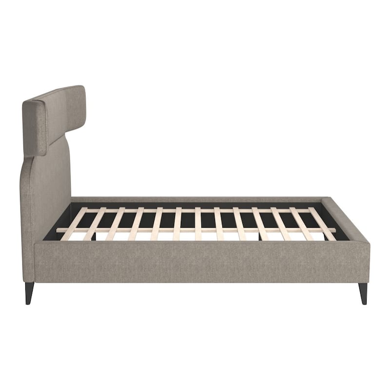 HomeRoots Brown Solid Wood And Upholstery Queen Bed Frame