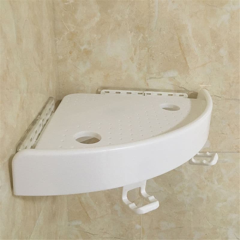 Bathroom Wall Corner Shelf Organizer,NonMarking Shelf with Hooks On