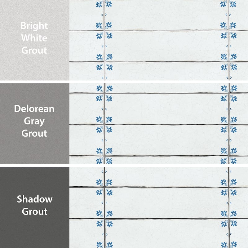 Merola Tile Crackle White Decor 2-7/8" x 11-7/8" Ceramic Wall Tile