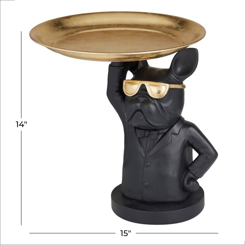 Black Polystone Traditional Sculpture - 15"L x 14"W x 14"H