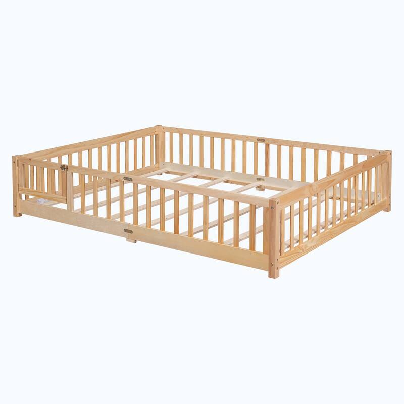 Durable Floor Platform Bed with Fence