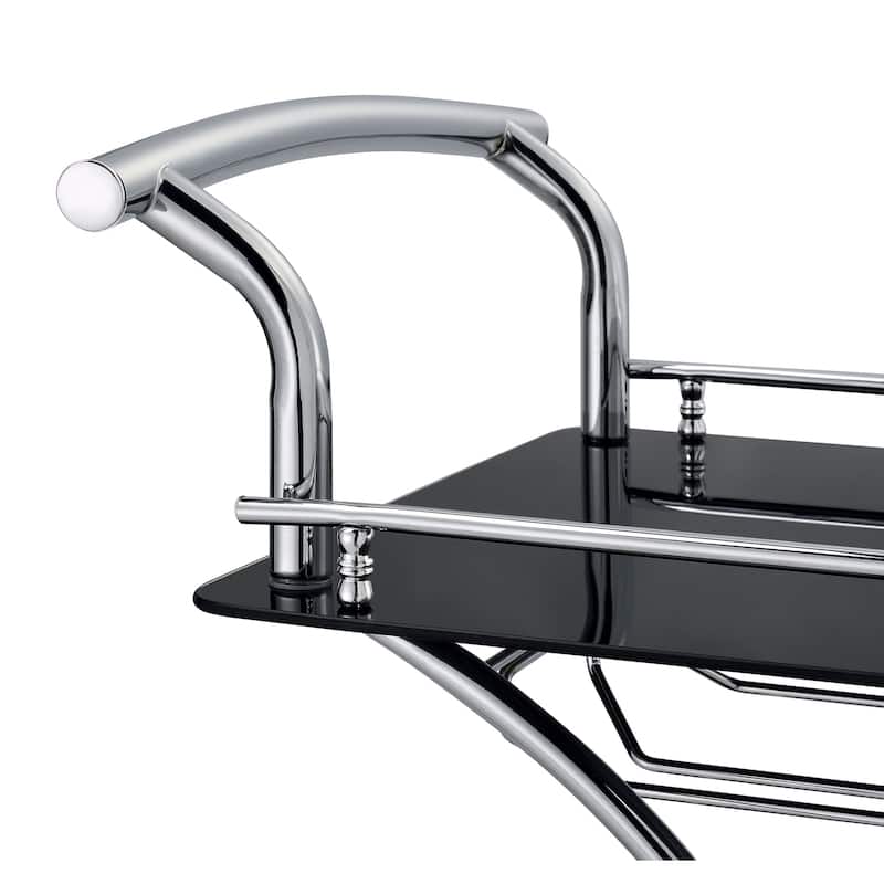 Allen and Chrome 2-Tier Glass Shelf Metal Bar Cart
