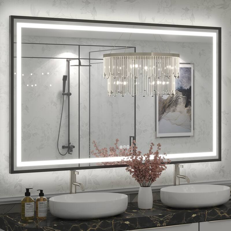 KIOTEE 24V Ultra-Bright LED Bathroom Mirror, Anti-Fog, Tempered Glass - 60x36