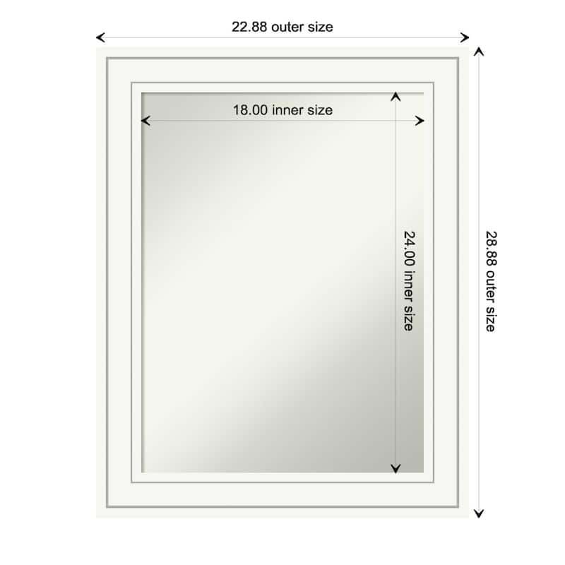 Non-Beveled Wood Bathroom Wall Mirror - Craftsman White Frame - 23 x 29 in - Craftsman White