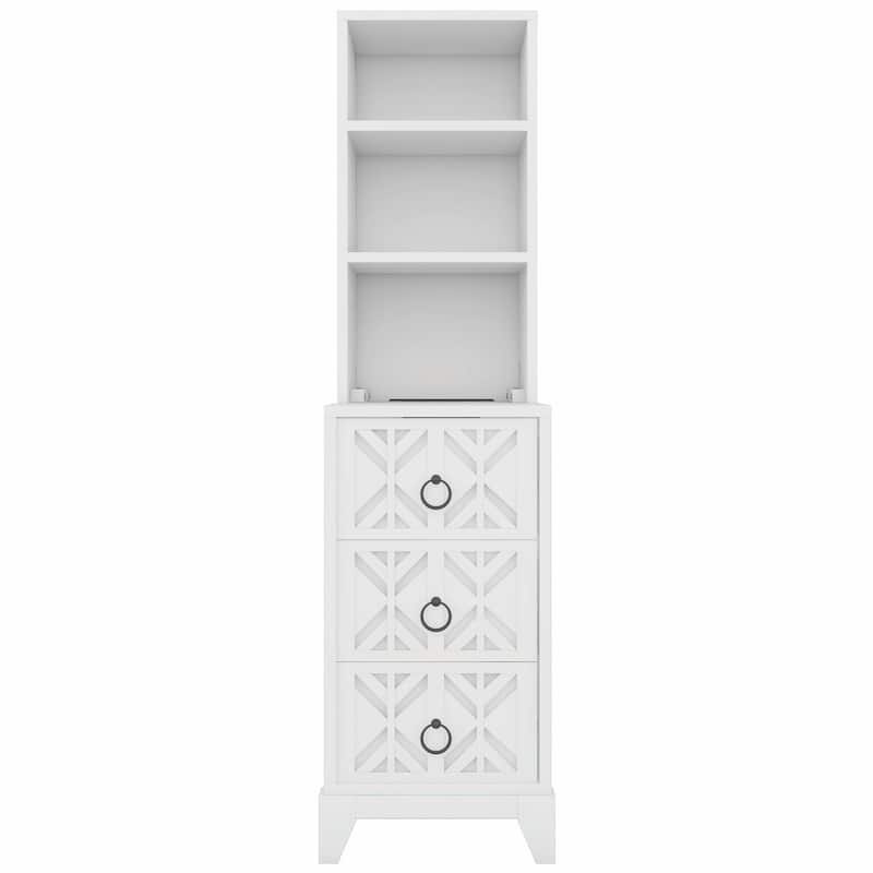 Corner End Table, Drawers & Shelves