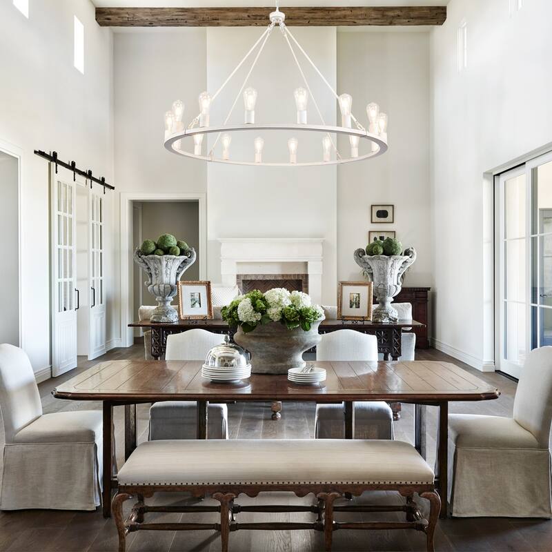 16-Light Farmhouse Chandelier , 47.24 In Wagon Wheel Chandelier for Dining Room Living Room Bedroom Kitchen