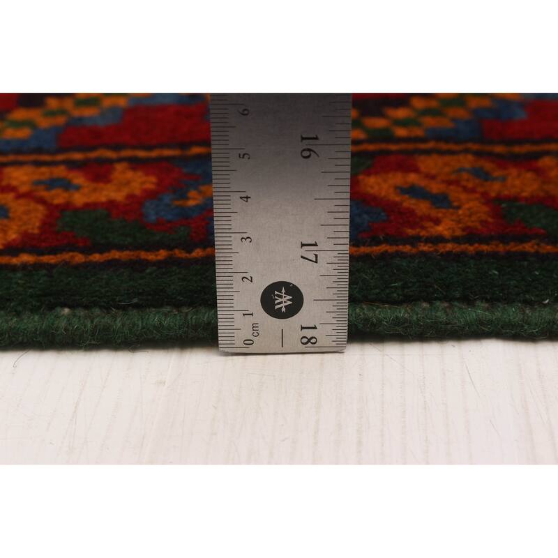 ECARPETGALLERY Hand-knotted Uzbek Kargahi Green Wool Rug - 6'4 x 9'11