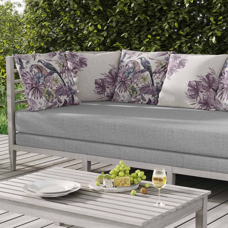 Leafy Lyricist Indoor/Outdoor Reversible Throw Pillow White and Purple