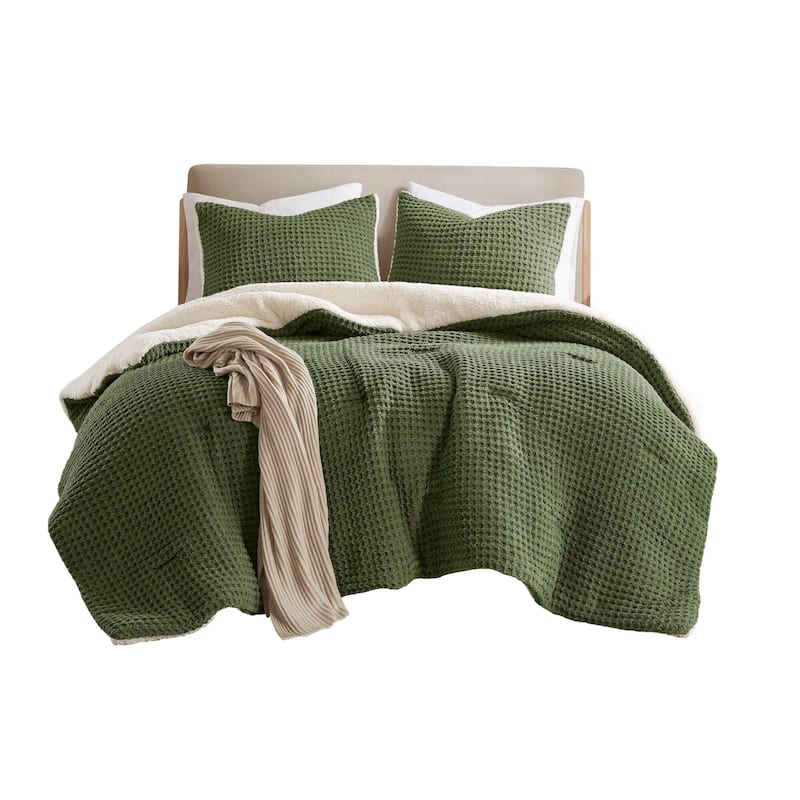 Madison Park Riordan Waffle Knit Chenille Comforter Set